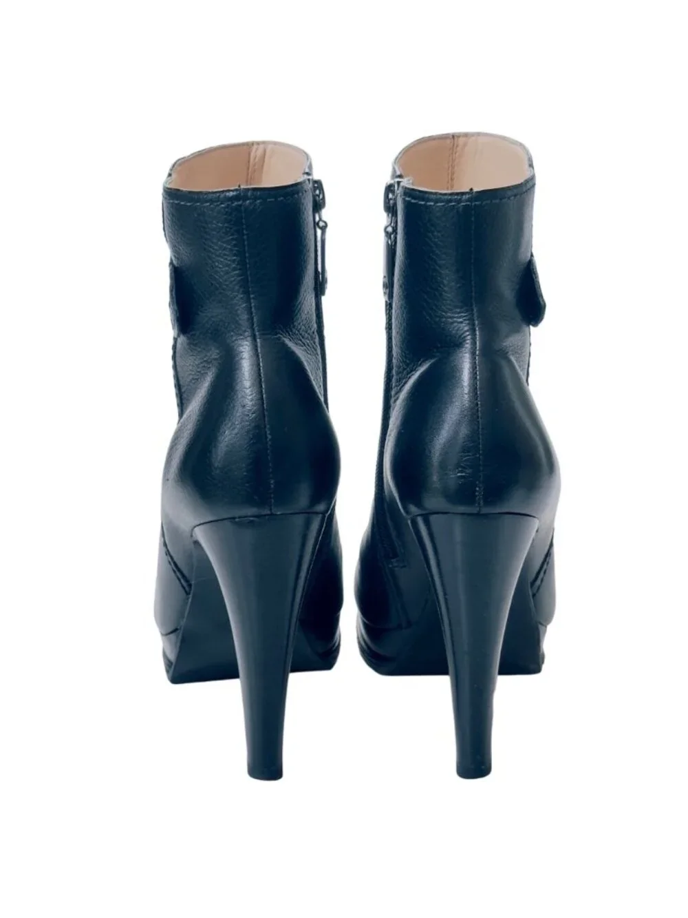 TALBOTS Women's Shoes Black Leather Heels Platform Ankle Boots Size 7B